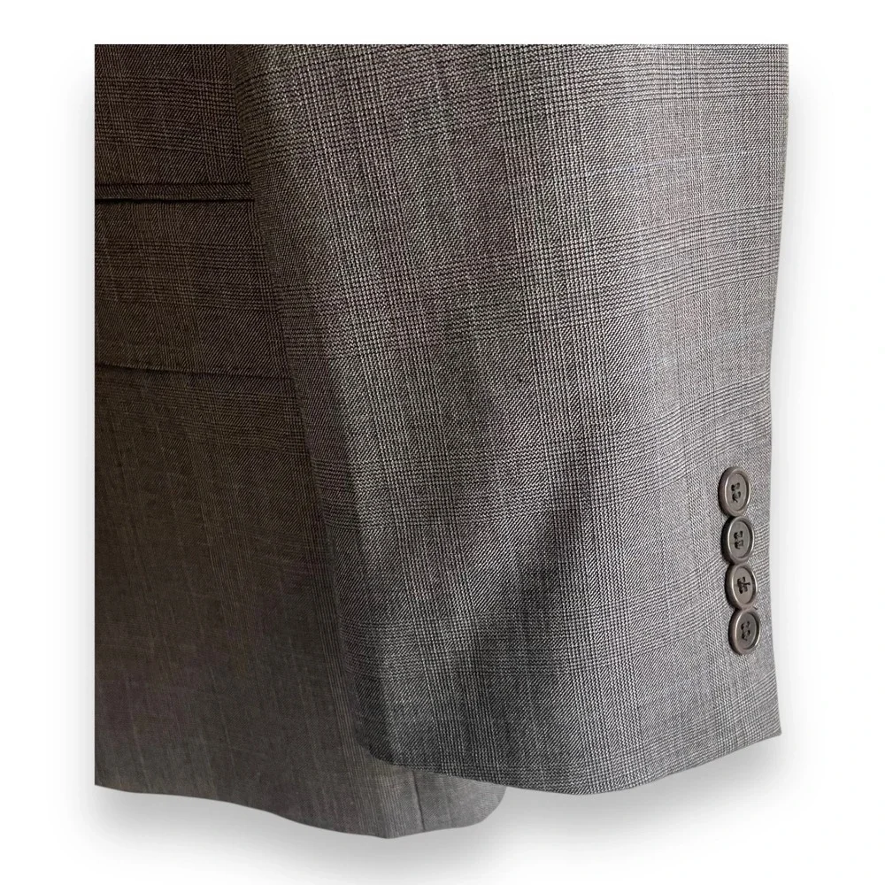 Jos A Bank Signature Gold Blazer Men's 42R Gray Glen Check 100% Wool Sport Coat‎